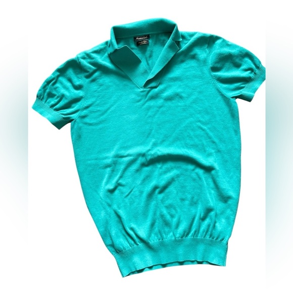 Massimo Dutti green Short Sleeve Polo Shirt Size Small - Picture 5 of 8